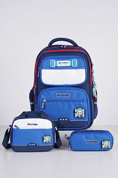 nacar çarşı Relaxion 1814 Boy's Primary School School Bag Set of 3 with Lunch...