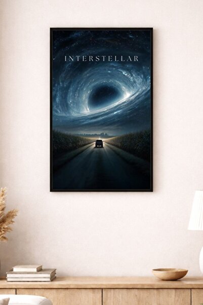 BuzzDesigns Interstellar Kara Delik Uzay Temalı Sinematik Poster Tablo (Çerçe...
