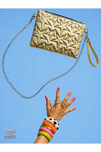 Hugs and Gifts Gold Zincir Askılı Clutch Çanta 🥂