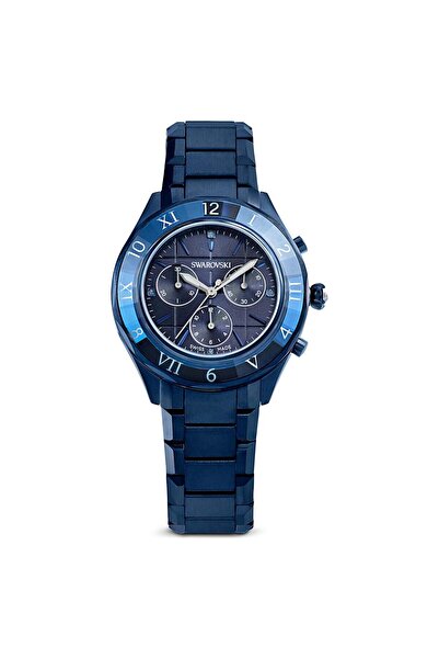 Swarovski Dextera Chrono Saat 39 Mm İsviçre Üretimi Metal Bileklik Mavi Mavi ...