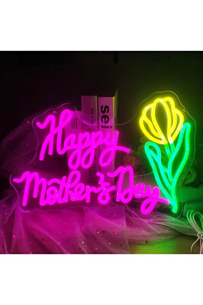 Slasa Happy Mothers Day Neon Sign Multicolor 30x40 cm 6 mm Acrylic Base LED D...
