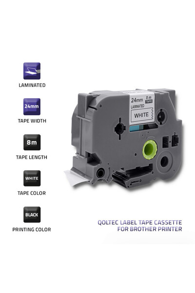 Qoltec Tape for BROTHER TZ2-251 | 24mm x 8m | White/ Black print