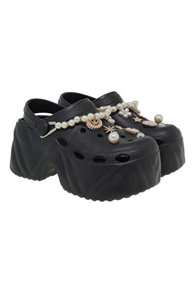 Exe Shoes Γυναιεία Παπούτσια Παντόφλες Σαμπό 700-050 Mαύρο-Χρυσό U47000503340