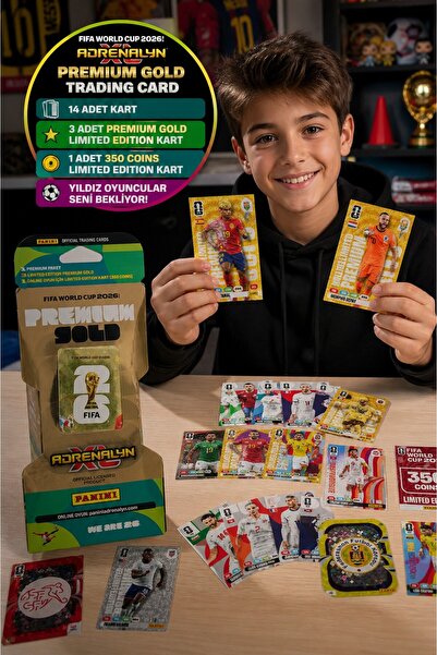 TOYFEST 1 Paket Panini FIFA 2026 Dünya Kupası Adrenalyn XL Premium Gold Kart ...