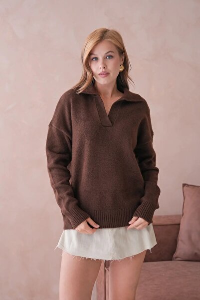 Park Karon Γυναικείο Πλεκτό Πουλόβερ Πόλο Λαιμού Oversize