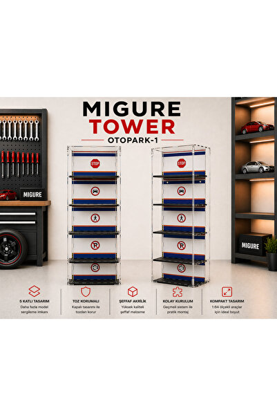 Migure Tower 5 Katlı Otopark Diorama Garaj Pleksi
