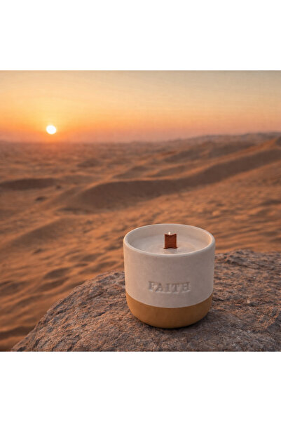 Tohfa Luxe Faith Soy Wax Ceramic Candle – Handcrafted 175 ml Vessel with Wood...