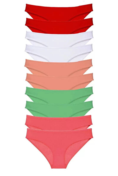 Mestore طقم سراويل داخلية نسائية من الليكرا مكونة من 10 قطع باللون الأحمر وال...