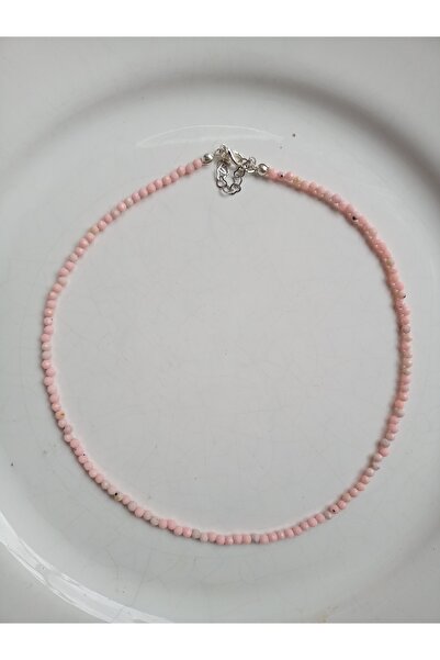 Mudita Tasarım 3 mm faset kesim gerçek doğal pembe opal kolye