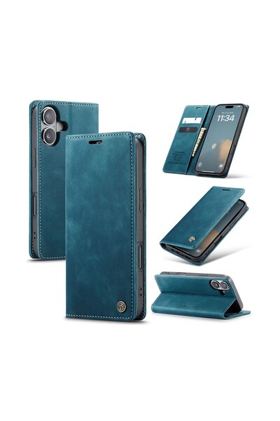 Caseme 013 Retro Θήκη Βιβλίο Green Blue (Apple iPhone 16)
