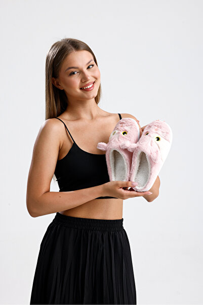 peluş kedili ev terliği