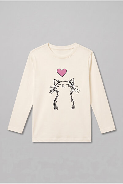 Shifre Girl's Crew Neck Printed Long Sleeve T-Shirt
