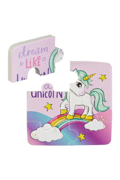 UNICORN Set of 6 pieces, Pattern Puzzle Eraser 9x9cm Pink