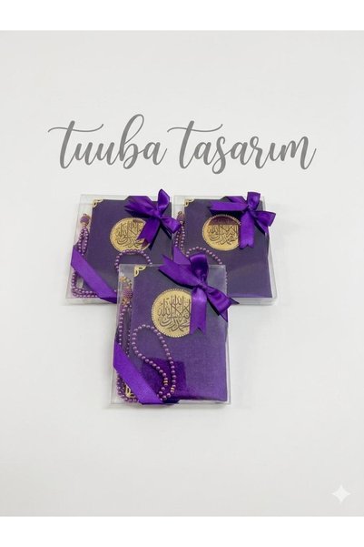 Tuuba tasarım 10 LU KADİFE YASİN SETİ TAŞ İŞLEMELİ İSME ÖZEL İNCİ TESBİH HAC ...