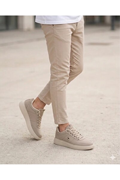 casso Fashion Ortopedik Hafif Taban Bej Erkek Rahat Keten Sneaker