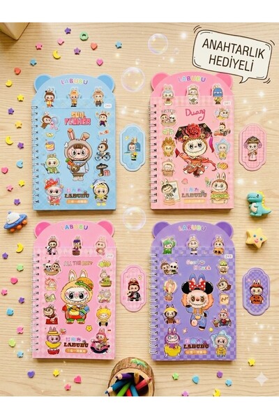ÖZ OFİS Kawaii   Sticker Defter 16 Sayfa Sticker 8 Sayfa Not Defteri - Anahta...