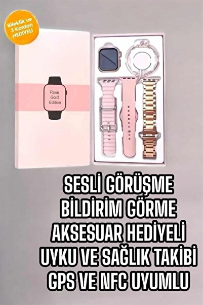 markentegra Akıllı Saat Amoled Ekran 3 Kordonlu Aksesuar Hediyeli Sesli Görüşme
