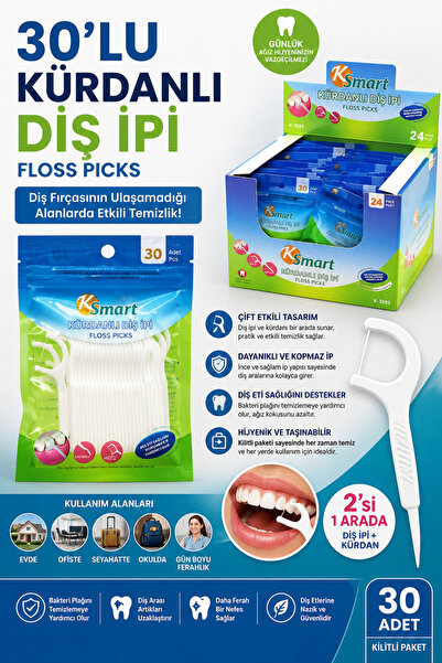 Yenilig 30'lu Kürdanlı Diş İpi Floss Picks Dayanıklı Diş Arası Temizleyici Hi...