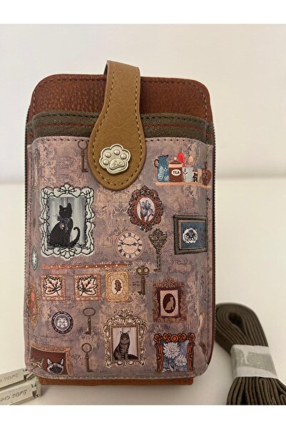 Sweet Candy Geantă pentru telefon mobil cu design de pisică, cu clapetă și fe...