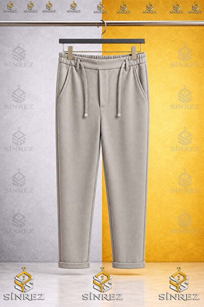 SİNREZ UNISEX TARZ Çocuk Sade Pantolon Bel Lastikli Likralı Paça Katlamalı Stil
