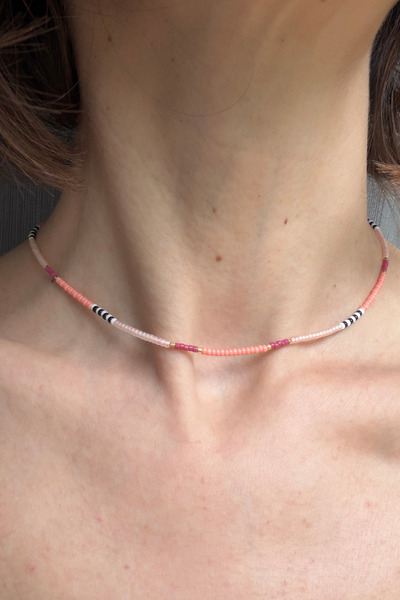 NOKCE Miyuki Boncuk Choker Kolye, Renkli Minimal El Yapımı Kolye, Ayarlanabil...