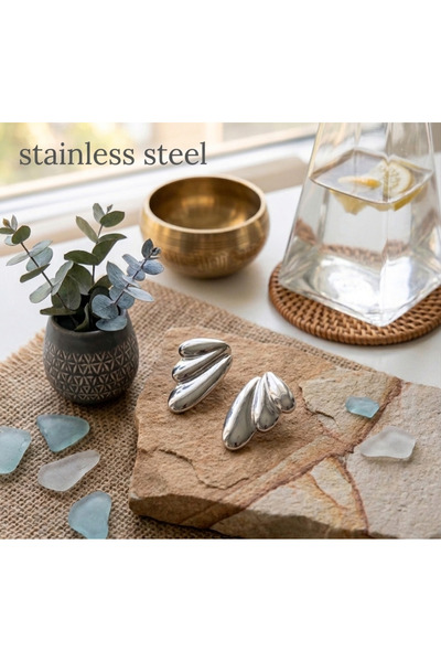 stainless steell Silver Color Sea Shell Model Tarnish Resistant Steel Earrings