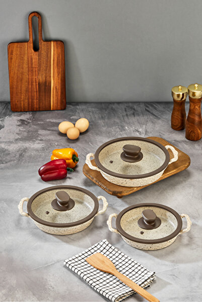 Cosiness Granit Döküm 3 Lü Sahan Set - 18+20+22 Cm.