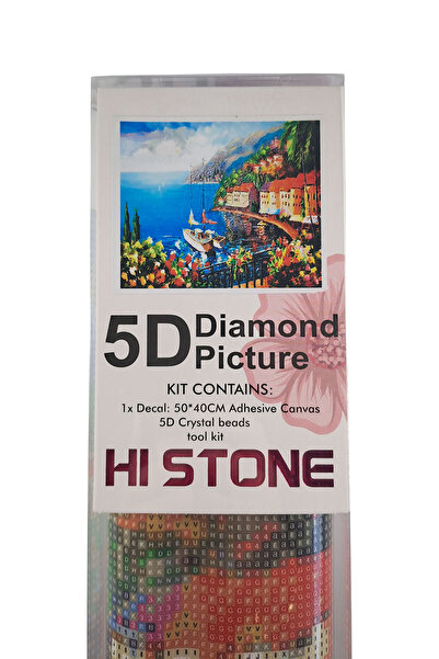 histone طقم تطريز بالألماس 5D مقاس 40×50 سم بنمط مدينة على شاطئ البحر
