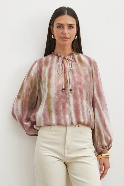 UTERPE Multicolor Degrade Desenli Balon Kol Bluz