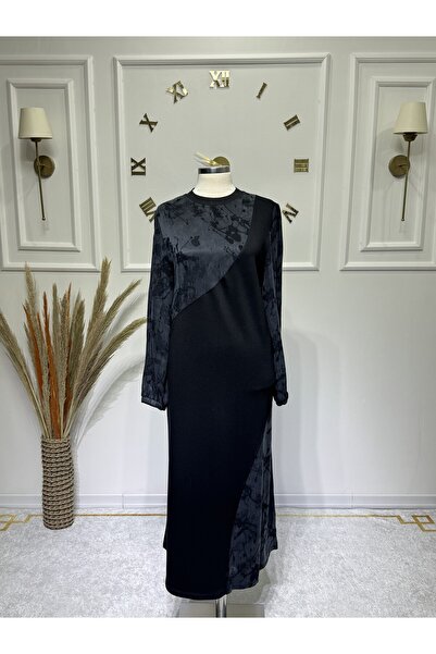 ModaMinar Women's New Season Kupra Fabric Crystal Dress