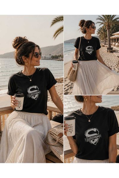 BY TUNA DESİGN Super Mom T-Shirt-Mother's Day Gift-Cool T-Shirt