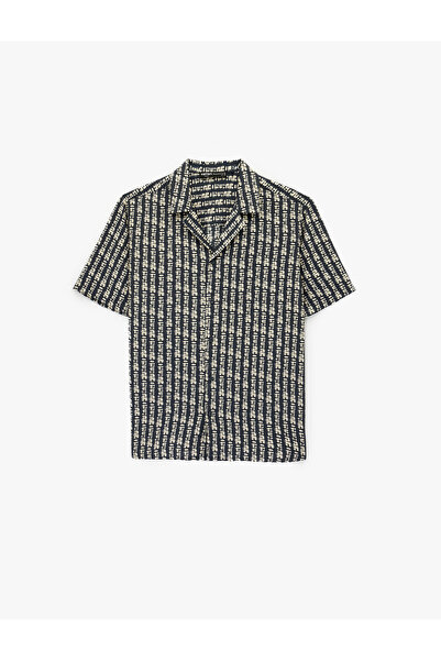 Koton Regular Fit Short Sleeve Buttoned Viscose Apaş Collar Shirt