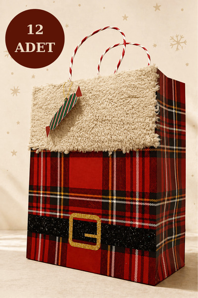 Sarkap 12'li 26x12x32 cm Özel Tasarım Kemer Model Hediyelik Karton Çanta