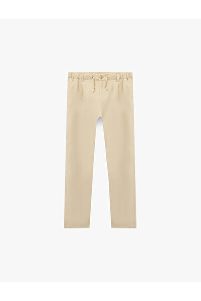 Koton Elastic Waist Buttoned Viscose Basic Trousers