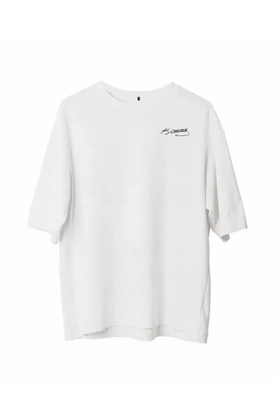Efnaz style Unisex Crew Neck Printed Oversize T-Shirt - White