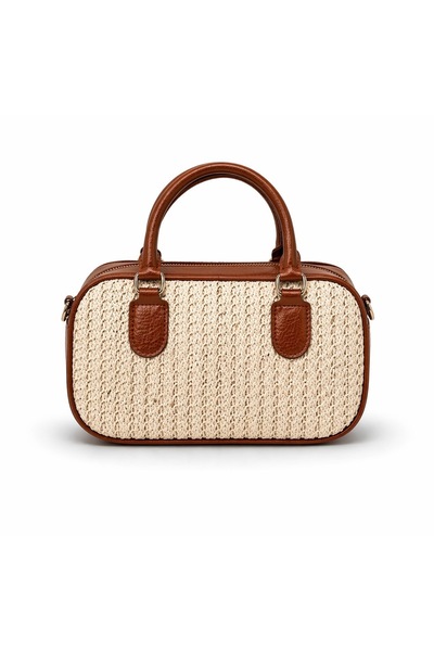 PaminBags Aksesuar Kožna patchwork slamnata cilindrična torba PMN0043