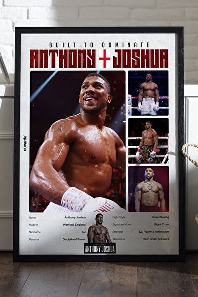 Duvarda Αφίσα Anthony Joshua Boxing με μαύρο ξύλινο πλαίσιο, διακοσμητική ζωγ...