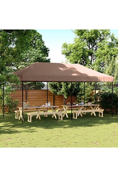 vidaxl Cort de petrecere pliabil Pop-Up, 580x292x315 cm, maro