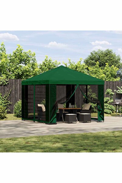 vidaxl Foisor 3 x 3 m Verde Poliester si ot›el 190 gsm
