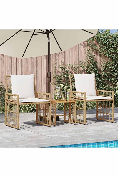 vidaxl Set de Mobilier pentru Exterior 3 pcs Alb si Crem