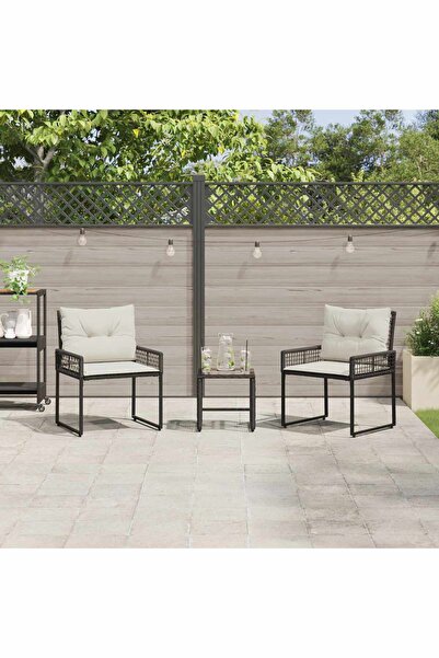 vidaxl Set de Mobilier pentru Exterior cu perna 3 pcs Negru si Alb