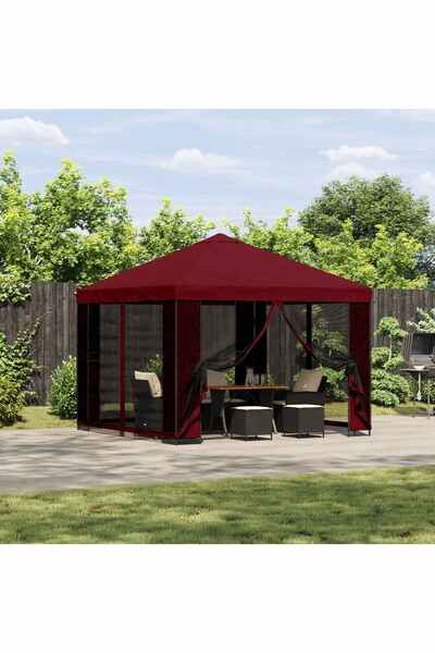 vidaxl Foisor de grădină cu peret›i laterali 3 x 3 m Burgundy