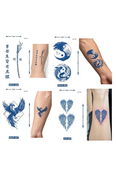Airbrush Tattoo Küçük Boy 4 Adet Birden Yarı Kalıcı Geçici Dövme 1 Ay Kalıcı ...