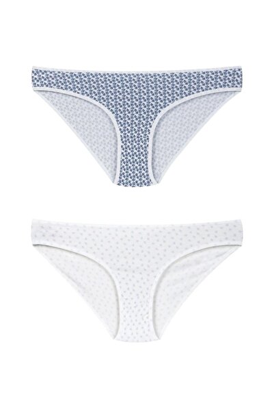 Kadın 2'Li Pamuklu Çiçekli Desenli Bikini Külot