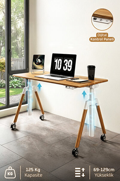 KARR OFFICE O-Flex Oak Yükseklik Ayarlı Çalışma Masası