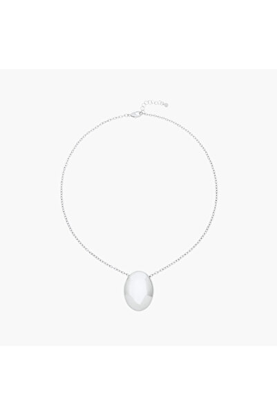 Lifestyle Silver Tone Pendant Necklace with Solid Design