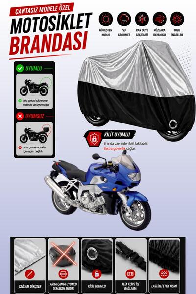 Cemku Twin غطاء محرك متوافق مع سيارة BMW K 1200 R باللون الرمادي من الأعلى وا...