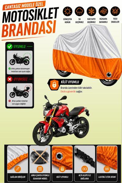 Cemku Twin غطاء محرك متوافق مع سيارة BMW G 310 R باللون الرمادي من الأعلى وال...