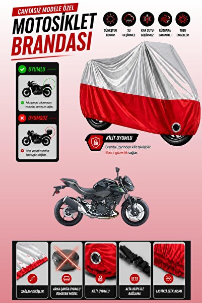 Cemku Twin غطاء محرك متوافق مع كاواساكي Z 500 باللون الرمادي من الأعلى والأحم...