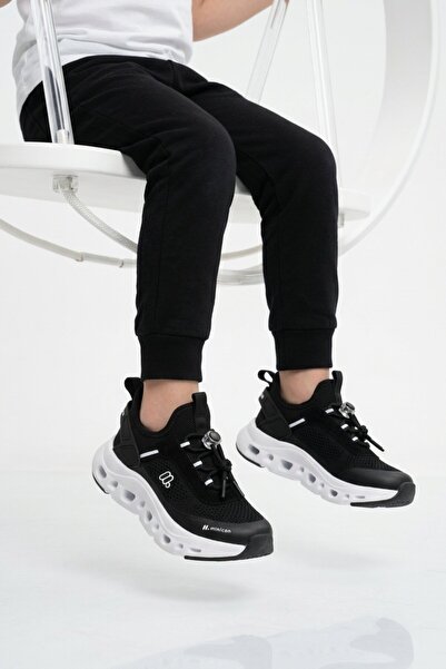 Minican Black Wide Fit Boys' Sports Shoes